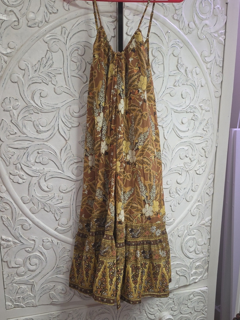 XXS Spell Bianca Strappy Dress in Mustard and Brown